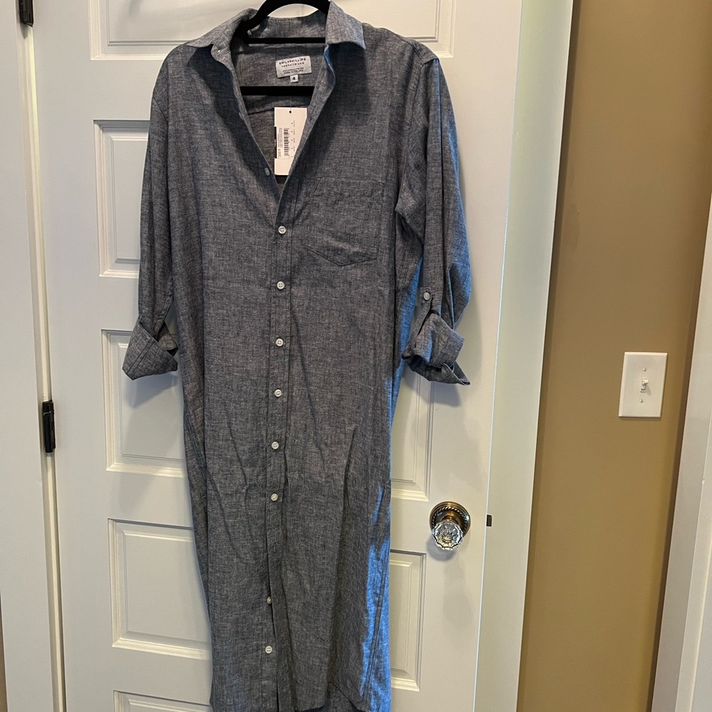 Chic Gray Maxi Shirt Dress
